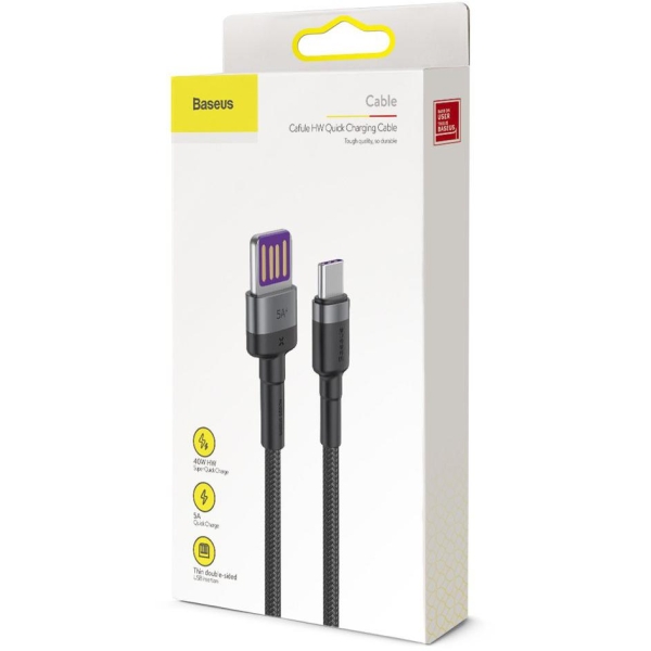 KABEL USB-A -  USB-C Baseus Cafule CATKLF-PG1 100cm SuperCharge 40W 5A QC 3.0 W OPLOCIE