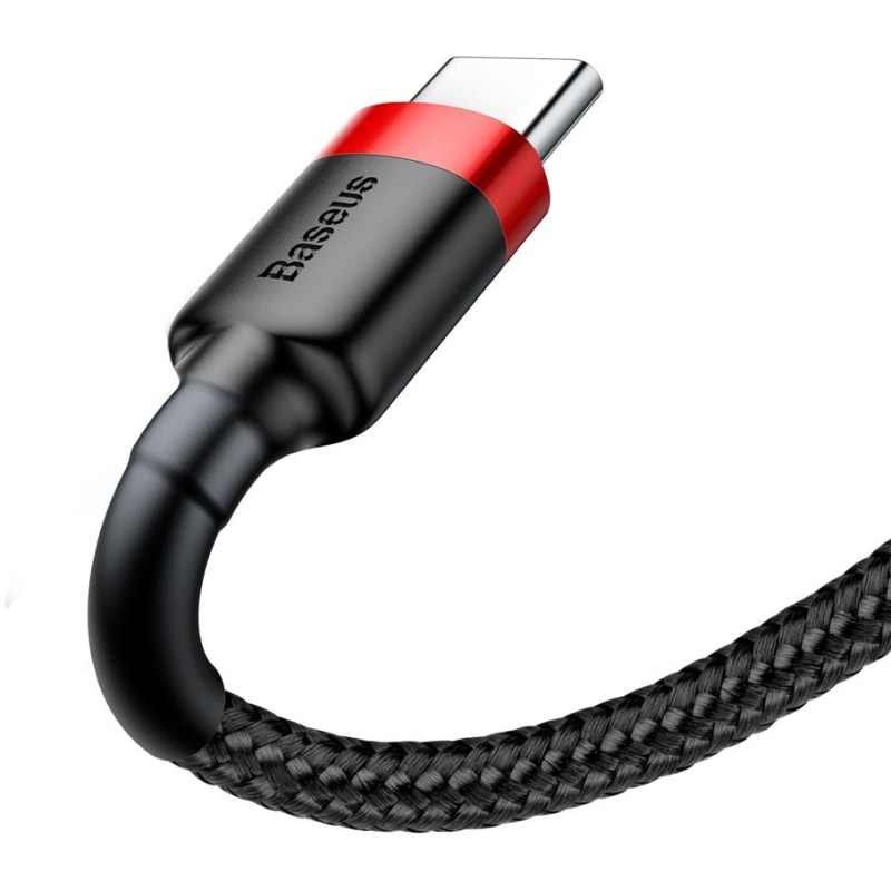 KABEL USB-A -  USB-C Baseus Cafule CATKLF-A91 50cm 3A QC 3.0 CZARNO-CZERWONY W OPLOCIE