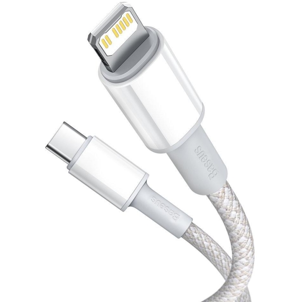 KABEL USB-C -  Lightning / iPhone Baseus Cafule CATLGD-A02 2m 20W PD Quick Charging BIAŁY W OPLOCIE