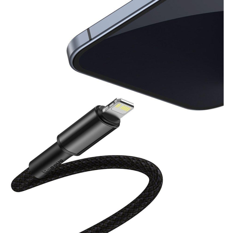 KABEL USB-C -  Lightning / iPhone Baseus Cafule CATLGD-A01 2m 20W PD Quick Charging CZARNY W OPLOCIE