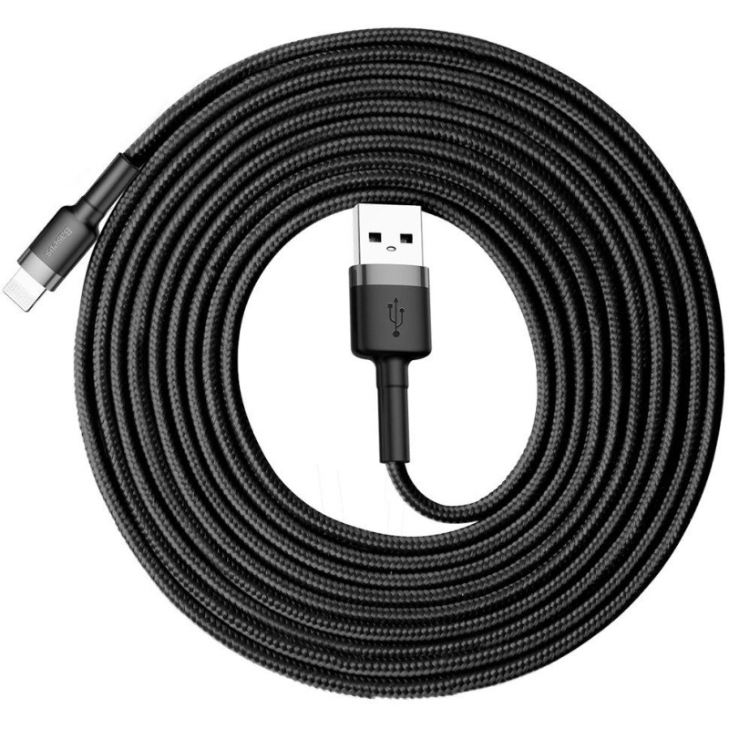 KABEL USB-A -  Lightning / iPhone Baseus Cafule CALKLF-RG1 300cm Apple 2A CZARNO-SZARY W OPLOCIE