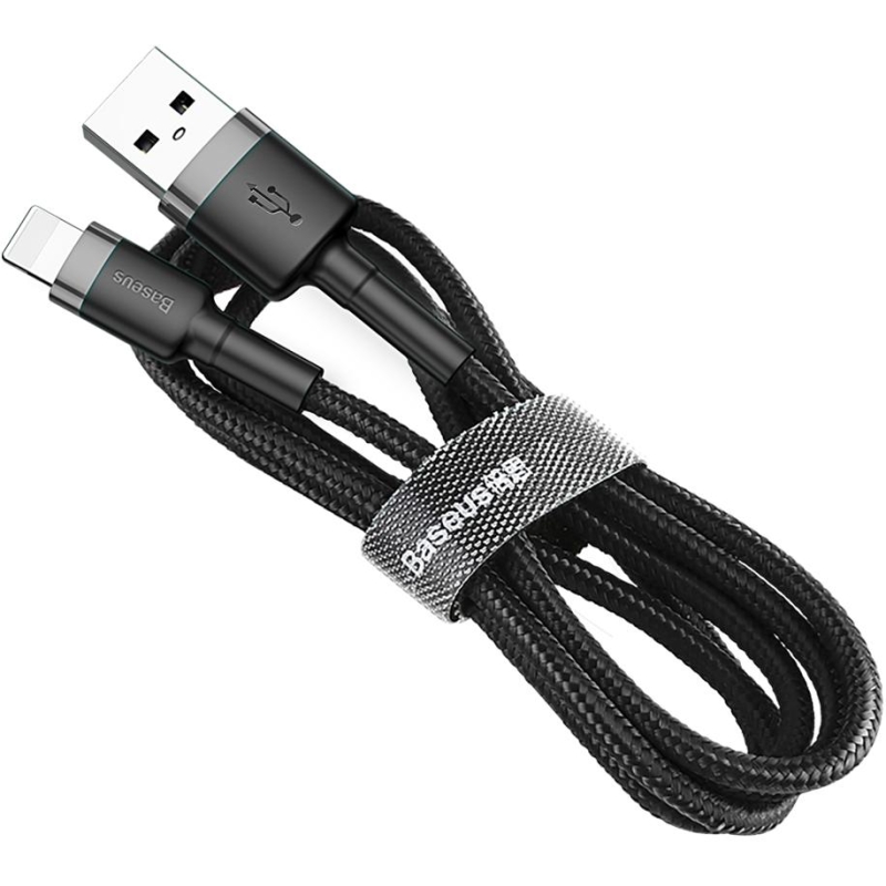 KABEL USB-A -  Lightning / iPhone Baseus Cafule CALKLF-RG1 300cm Apple 2A CZARNO-SZARY W OPLOCIE