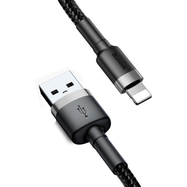 KABEL USB-A -  Lightning / iPhone Baseus Cafule CALKLF-RG1 300cm Apple 2A CZARNO-SZARY W OPLOCIE