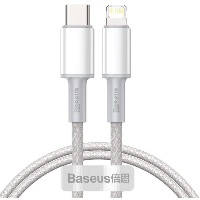 KABEL USB-C -  Lightning / iPhone Baseus Cafule CATLGD-02 1m 20W PD Quick Charging BIAŁY W OPLOCIE