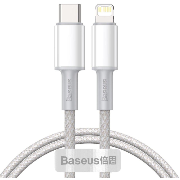 KABEL USB-C -  Lightning / iPhone Baseus Cafule CATLGD-02 1m 20W PD Quick Charging BIAŁY W OPLOCIE