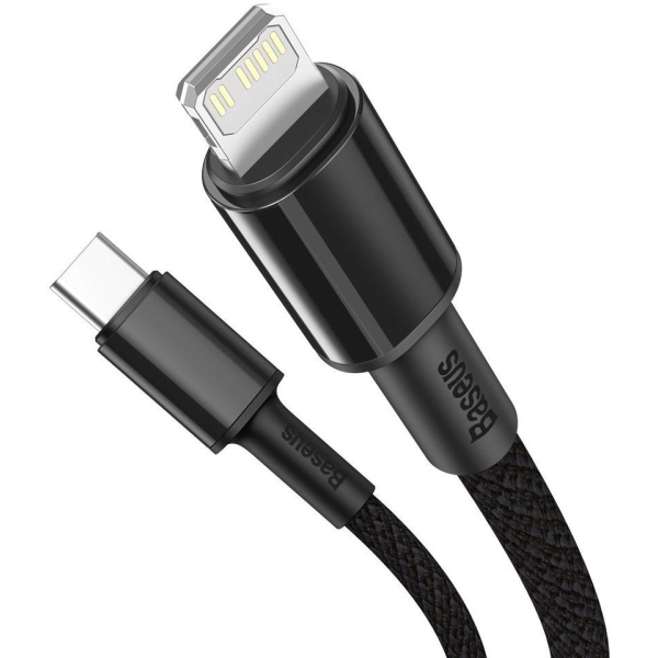KABEL USB-C -  Lightning / iPhone Baseus Cafule CATLGD-01 1m 20W PD Quick Charging CZARNY W OPLOCIE
