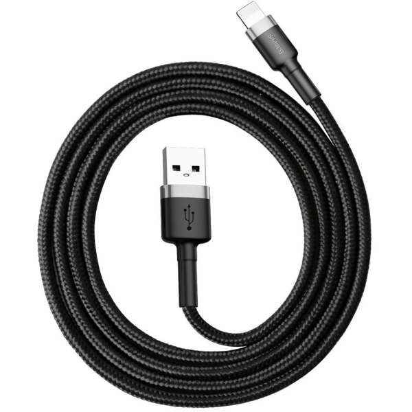 KABEL USB-A -  Lightning / iPhone Baseus Cafule CALKLF-BG1 100cm Apple 2.4A CZARNO-SZARY W OPLOCIE