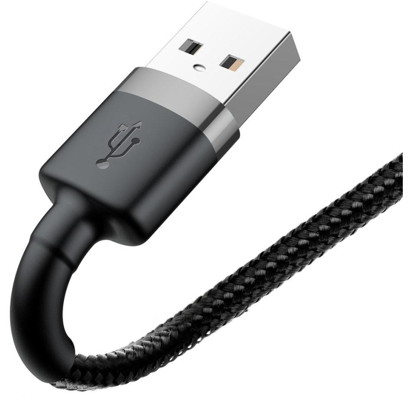 KABEL USB-A -  Lightning / iPhone Baseus Cafule CALKLF-BG1 100cm Apple 2.4A CZARNO-SZARY W OPLOCIE