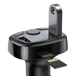TRANSMITER FM ŁADOWARKA SAMOCHODOWA Baseus Enjoy S-09A 3.4A 2x USB-A microSD BT 4.2 2