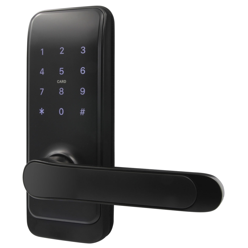 KLAMKA Z KONTROLEREM DOSTĘPU "EURA" ELH-51H4 black - krótka, szyfrator, czytnik Mifare 13,56 MHz