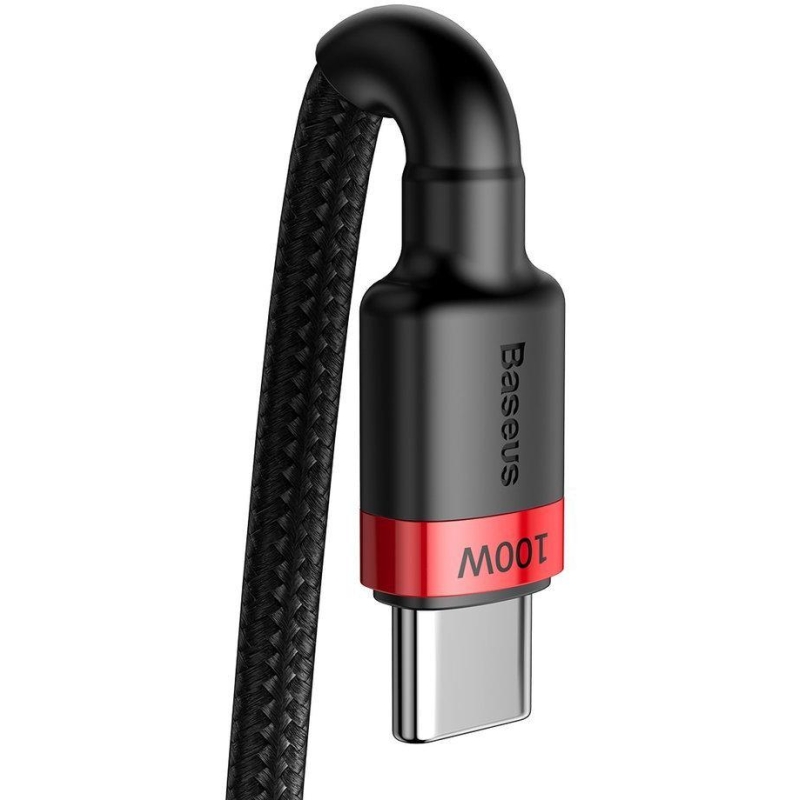 KABEL USB-C -  USB-C Baseus Cafule CATKLF-AL91 200cm 100W 5A PD 2.0 QC 3.0 CZARNY W OPLOCIE