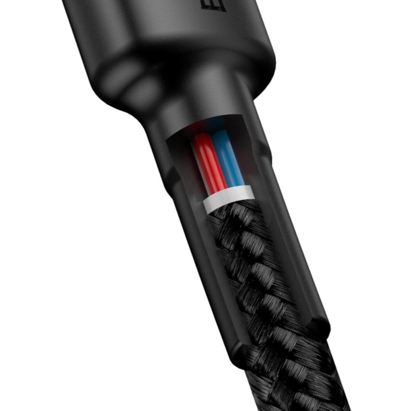 KABEL USB-C -  USB-C Baseus Cafule CATKLF-HG1 200cm 60W 3A PD 2.0 QC 3.0 CZARNO-SZARY W OPLOCIE