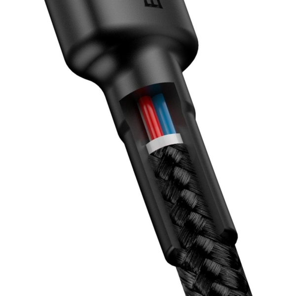 KABEL USB-C -  USB-C Baseus Cafule CATKLF-HG1 200cm 60W 3A PD 2.0 QC 3.0 CZARNO-SZARY W OPLOCIE