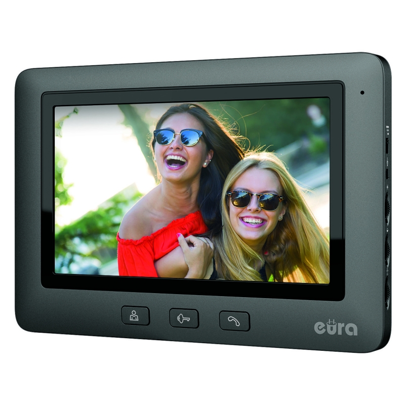 WIDEODOMOFON "EURA" VDP-45A3 "ALPHA" CZARNY DWA MONITORY kolor 7" obsługa 1 wejścia