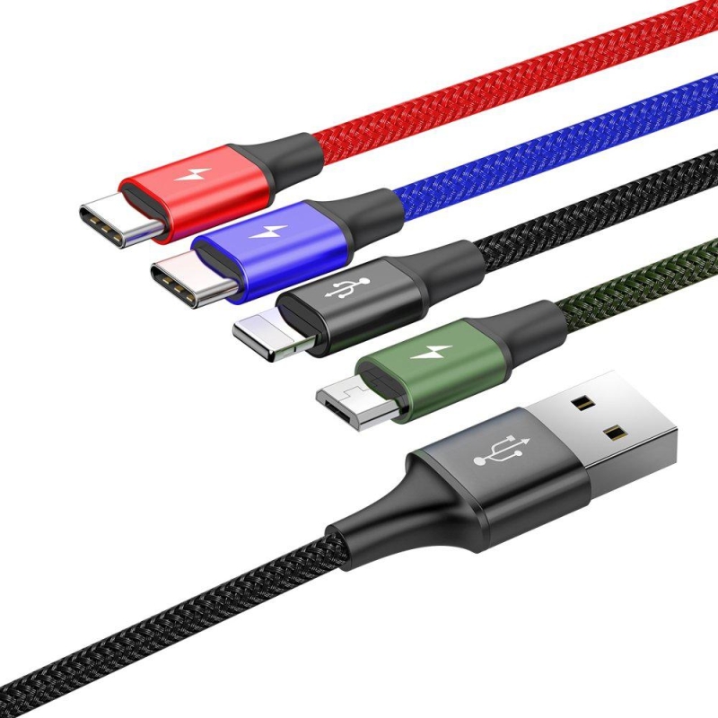 KABEL 4w1 USB-A -  Lighting iPhone / 2x USB-C / micro-USB Baseus Cafule CA1T4-B01 1.2m 3.5A W OPLOCIE