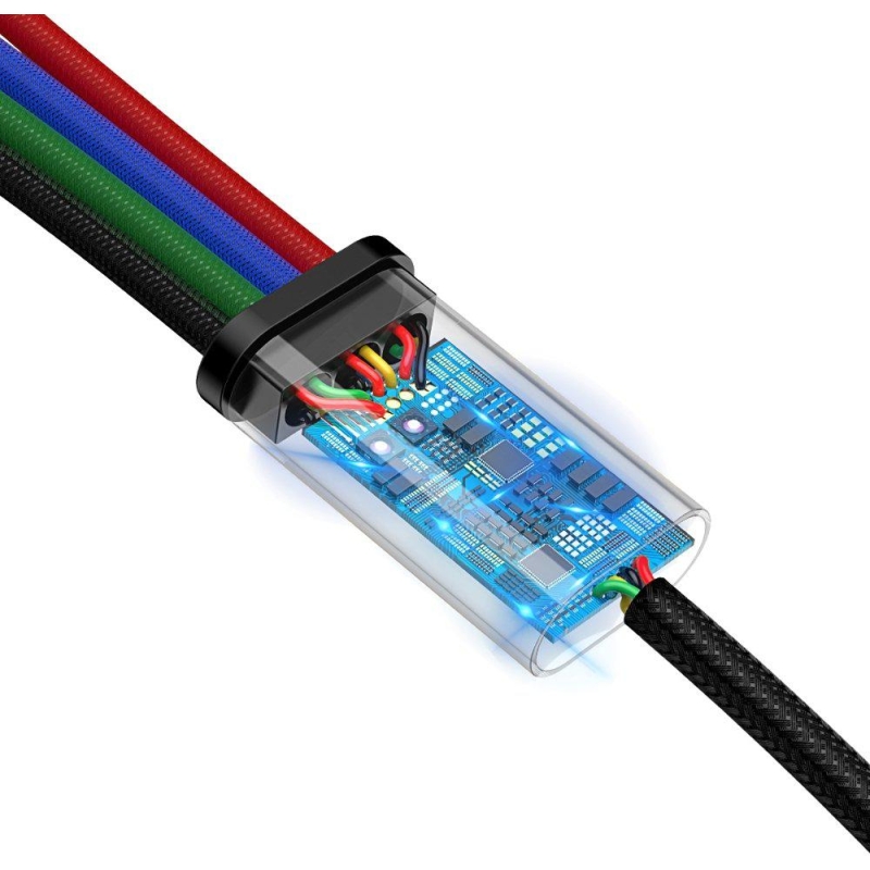 KABEL 4w1 USB-A -  Lighting iPhone / 2x USB-C / micro-USB Baseus Cafule CA1T4-B01 1.2m 3.5A W OPLOCIE