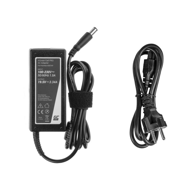 ZASILACZ ŁADOWARKA DO LAPTOPA DELL Green Cell PRO AD07AP 19,5V 3,34A 65W 7,4mm/5,0mm