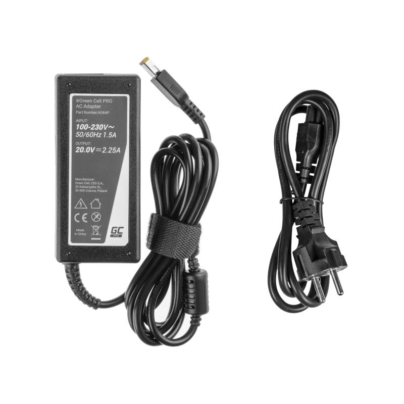 ZASILACZ ŁADOWARKA DO LAPTOPA LENOVO Green Cell PRO AD64P 20V 2,25A 45W Slim Tip