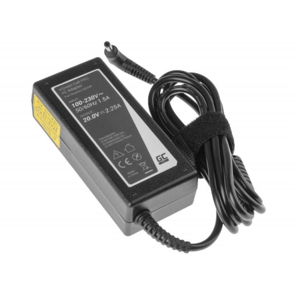 ZASILACZ ŁADOWARKA DO LAPTOPA LENOVO Green Cell PRO AD76P 20V 2,25A 45W 4,0mm/1,7mm
