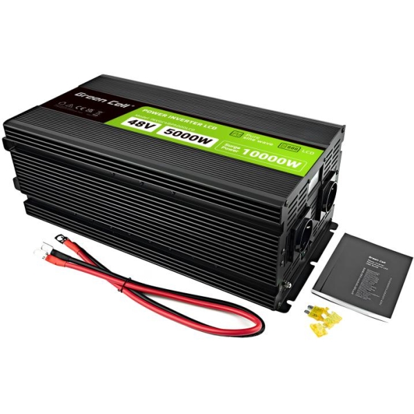PRZETWORNICA NAPIĘCIA Green Cell PowerInverter LCD 48V -  230V 5000/10000W CZYSTA SINUSOIDA