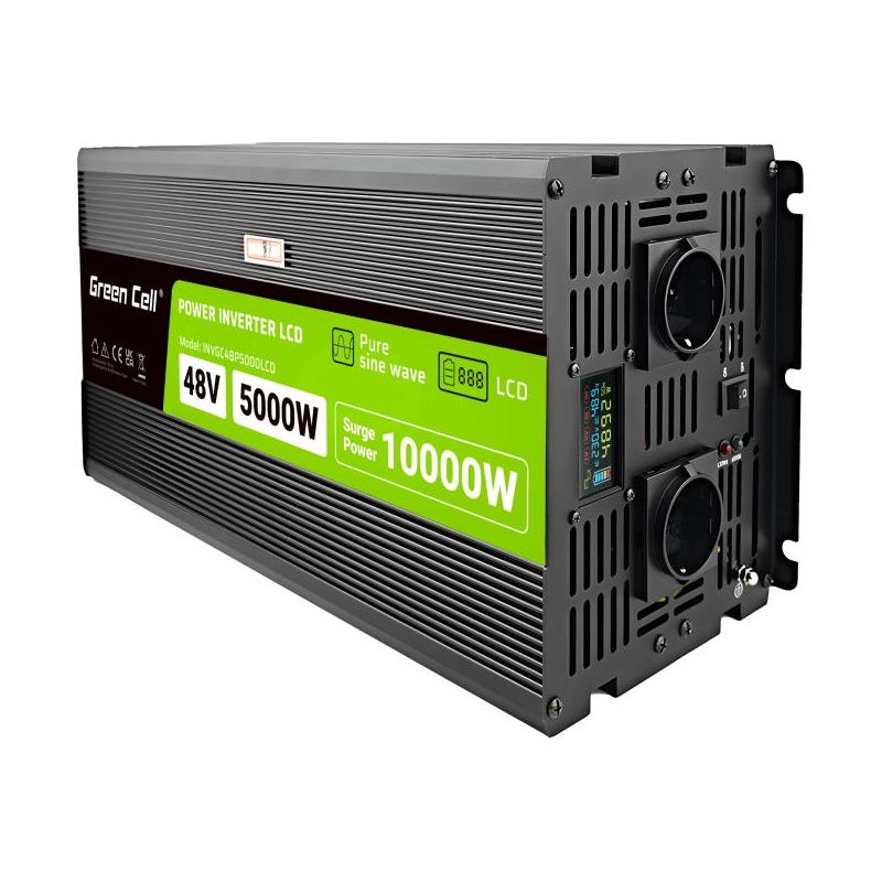 PRZETWORNICA NAPIĘCIA Green Cell PowerInverter LCD 48V -  230V 5000/10000W CZYSTA SINUSOIDA