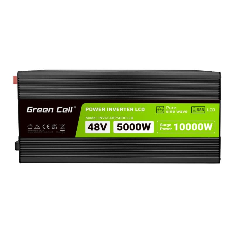 PRZETWORNICA NAPIĘCIA Green Cell PowerInverter LCD 48V -  230V 5000/10000W CZYSTA SINUSOIDA