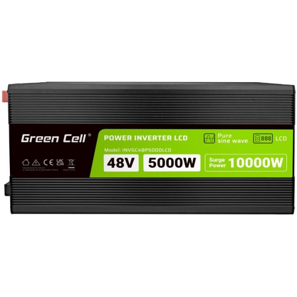 PRZETWORNICA NAPIĘCIA Green Cell PowerInverter LCD 48V -  230V 5000/10000W CZYSTA SINUSOIDA