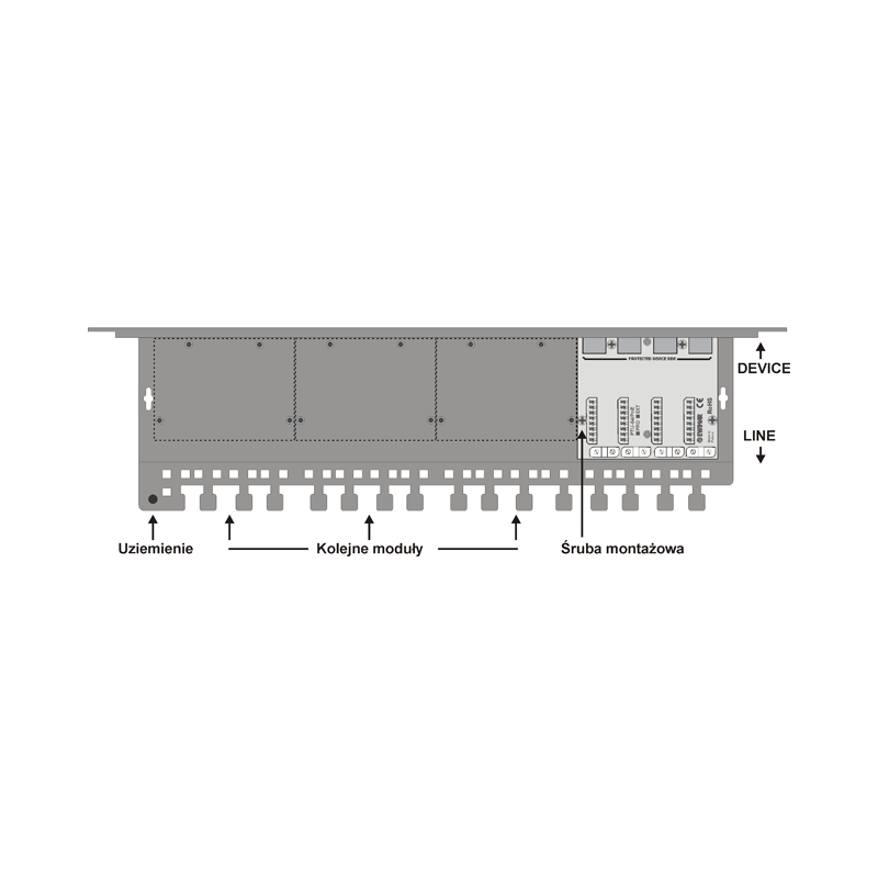 Obudowa do szafy RACK 19' na 4 kanałowe moduły przepięciowe EWIMAR PTU/PTF-6-RACK