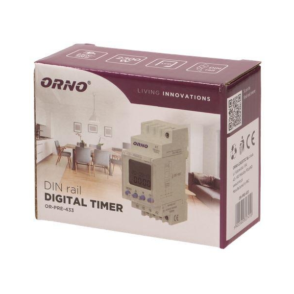 Programator elektroniczny ORNO na szynę DIN OR-PRE-433