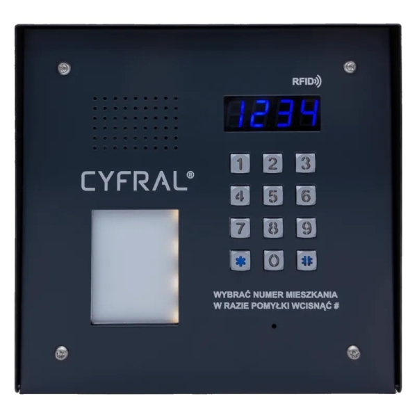 PANEL CYFROWY "CYFRAL" PC-2000RE PRO GRAFIT z czytnikiem RFiD i wbudowaną elektroniką