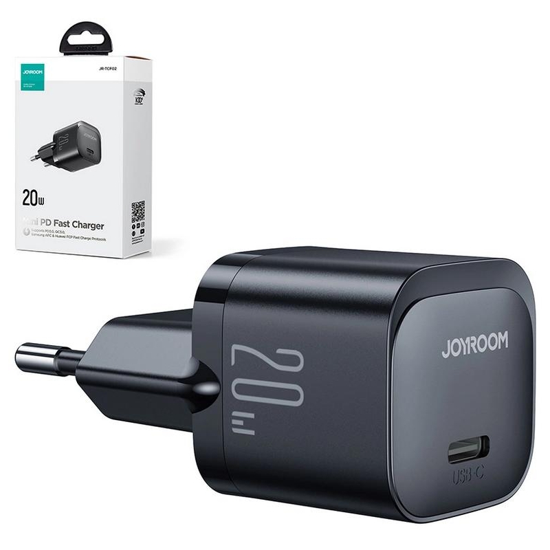 Mini ładowarka sieciowa Joyroom JR-TCF02 20W PD 3.0 QC 3.0 1x USB-C czarna