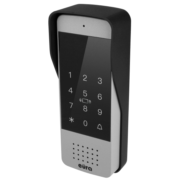 DOMOFON "EURA" ADP-34A3 - czarny, jednorodzinny, głośnomówiący, obsługa 2 wejść, szyfrator, czytnik zbliżeniowy