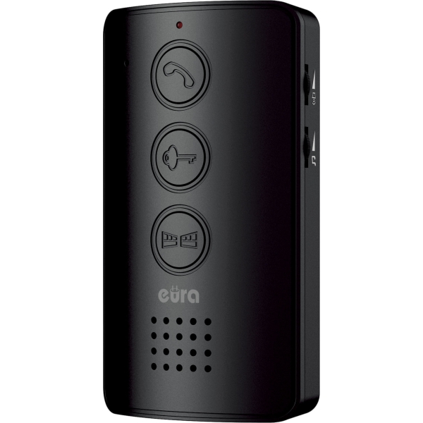 DOMOFON "EURA" ADP-34A3 - czarny, jednorodzinny, głośnomówiący, obsługa 2 wejść, szyfrator, czytnik zbliżeniowy