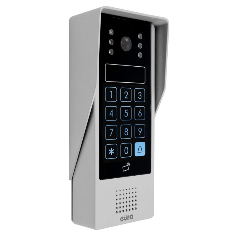 KASETA ZEWNĘTRZNA WIDEODOMOFONU "EURA" VDA-83A3 "EURA CONNECT+" - srebrna, dotykowy szyfrator, czytnik zbliżeniowy, AHD