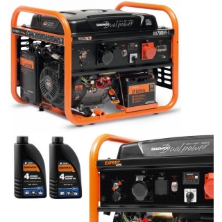 ZESTAW AGREGAT PRĄDOTWÓRCZY DAEWOO GDA 7500DPE-3 6.0kW + 2x ENERATOR OIL SAE 10W-30 DWO 600