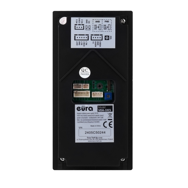 KASETA ZEWNĘTRZNA WIDEODOMOFONU "EURA" VDA-51C5/P - czarna, kamera 1080p., czytnik RFID, szyfrator, podtynk