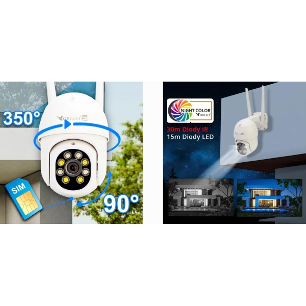Kamera Ip Orllo Tz5 Zewnętrzna Obrotowa 5Mpx 4G Sim Tuya