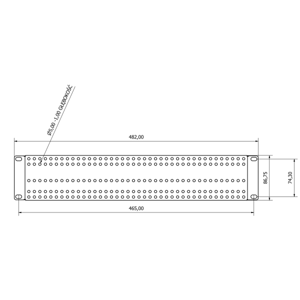 ATTE ADD-RACK2U1 Adapter montażowy RACK 2U z otworowaniem prosty