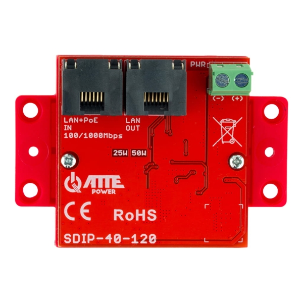 ATTE SDIP-40-120 Adapter PoE Gigabit obniżający napięcie do 12V 40W