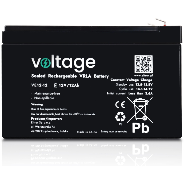 Akumulator Agm Voltage 12V 12Ah Ve12-12