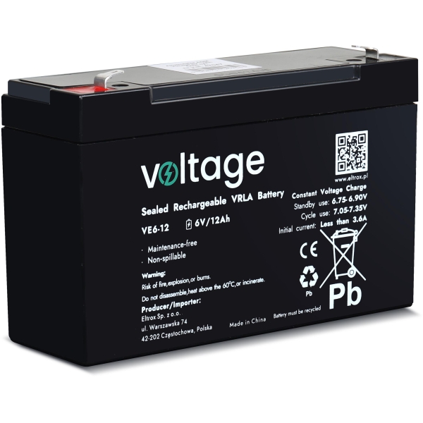 Akumulator Agm Voltage 6V 12Ah Ve6-12