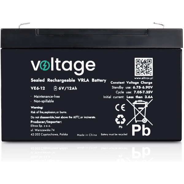 Akumulator Agm Voltage 6V 12Ah Ve6-12