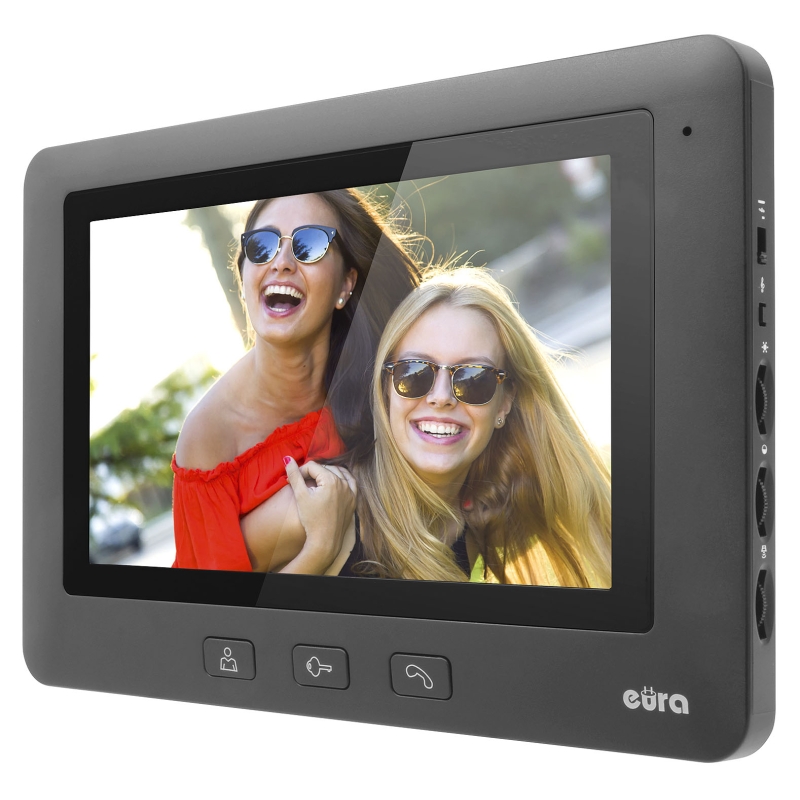 WIDEODOMOFON "EURA" VDP-45A3 "ALPHA" CZARNY DWA MONITORY kolor 7" obsługa 1 wejścia