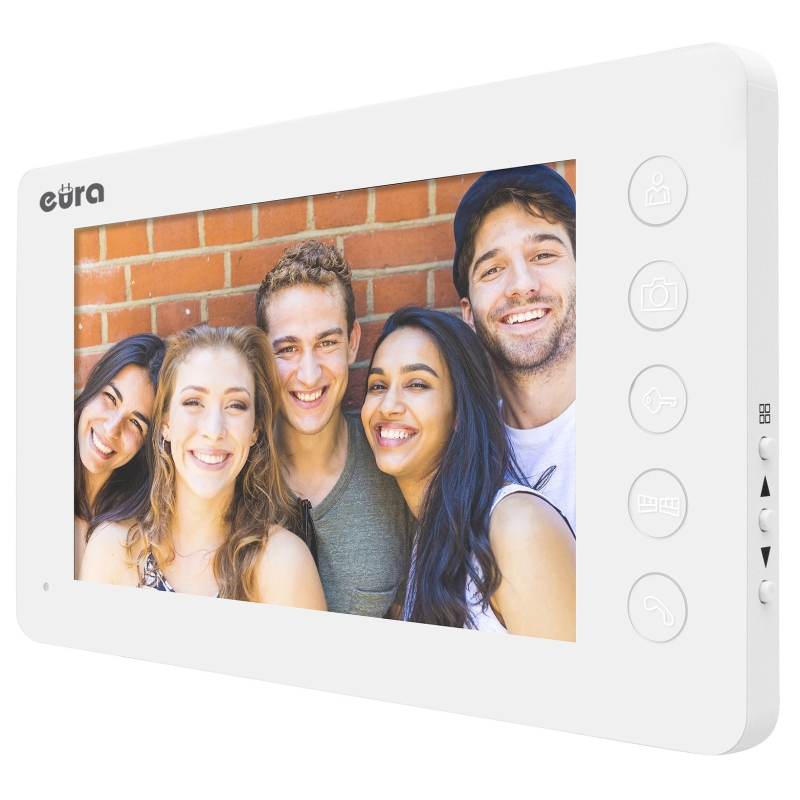 WIDEODOMOFON "EURA" VDP-76A3 - biały, 7", obsługa 2 wejść, pamięć obrazów, czytnik RFID