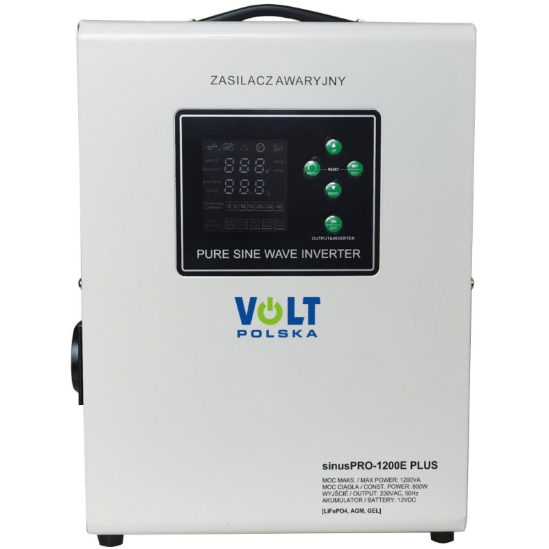 Przetwornica Volt Polska Sinuspro 1200E Plus 12V 800/1200W Lifepo4, Menu