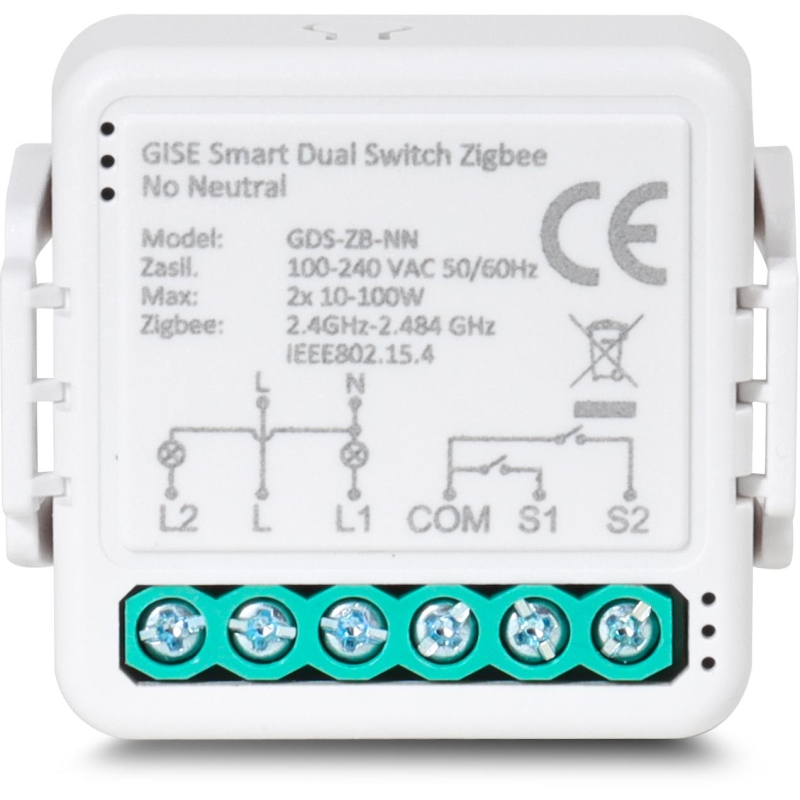Gise Smart Podwójny Moduł Przekaźnikowy (Bez N) Zigbee | Tuya | Gds-Zb-Nn