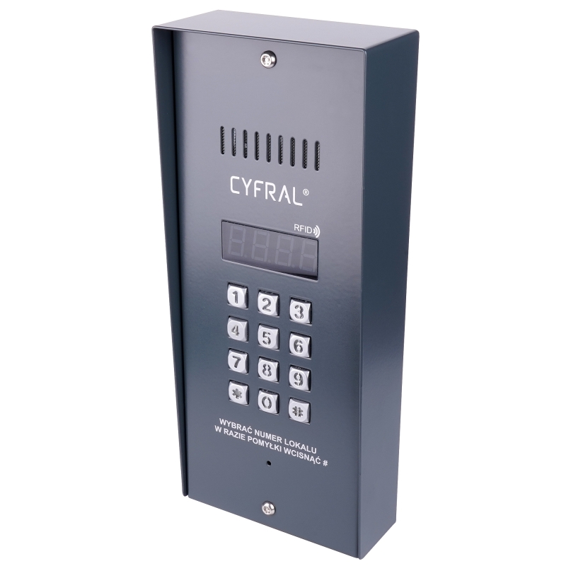 PANEL CYFROWY "CYFRAL" PC-3000RE, TYP II, GRAFIT - wąski z czytnikiem RFiD natynkowy z elektroniką