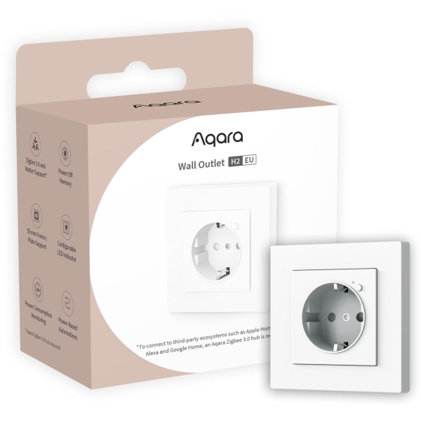 Aqara Wall Outlet H2 Eu | Gniazdko Elektryczne | Zigbee 3.0, Matter