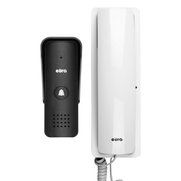 DOMOFON "EURA" ADP-24A3 - biały, jednorodzinny, słuchawkowy, obsługa 2 wejść