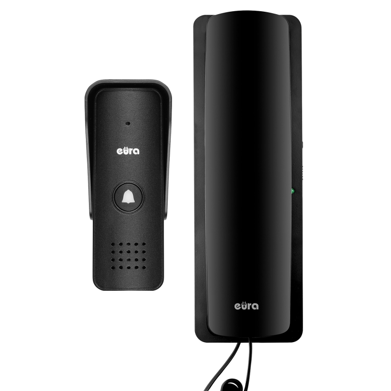 DOMOFON "EURA" ADP-24A3 - czarny, jednorodzinny, słuchawkowy, obsługa 2 wejść